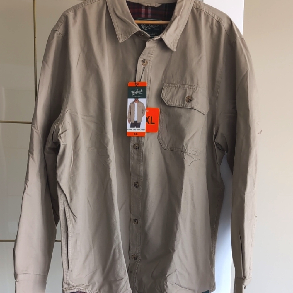 Men's Tan Flannel Lined Shirt Jacket By Woolrich
